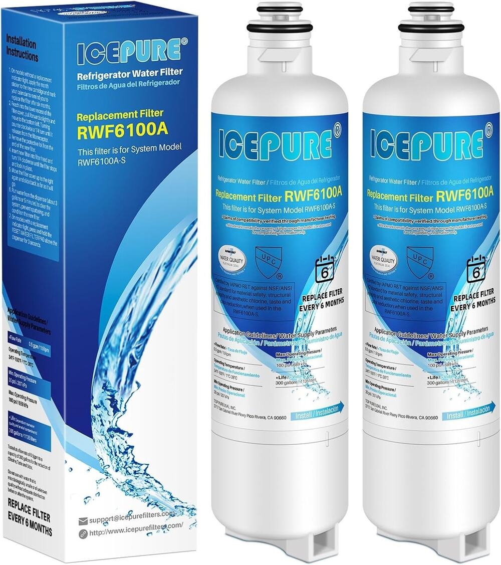 2 Pack ICEPURE RWF6100A Refrigerator Water Filter Replacement Bosch Sealed